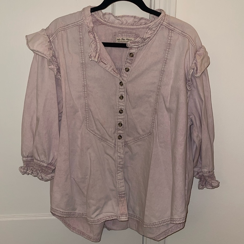 Free People lavender denim top size large